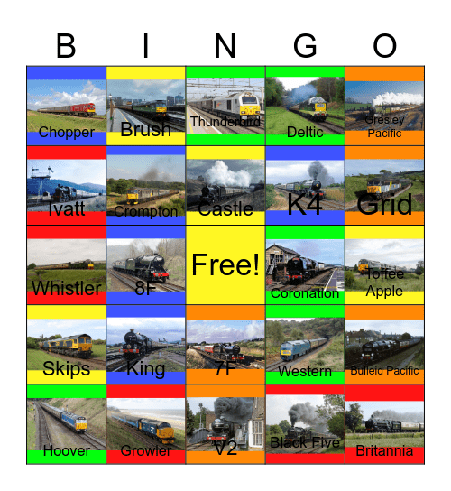 Main Line Steam and Diesel Bingo Card