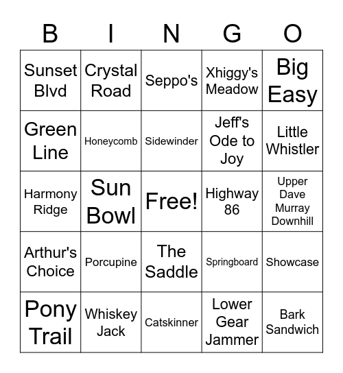 9432 Deerhorn Place Game of Gnar Bingo Card