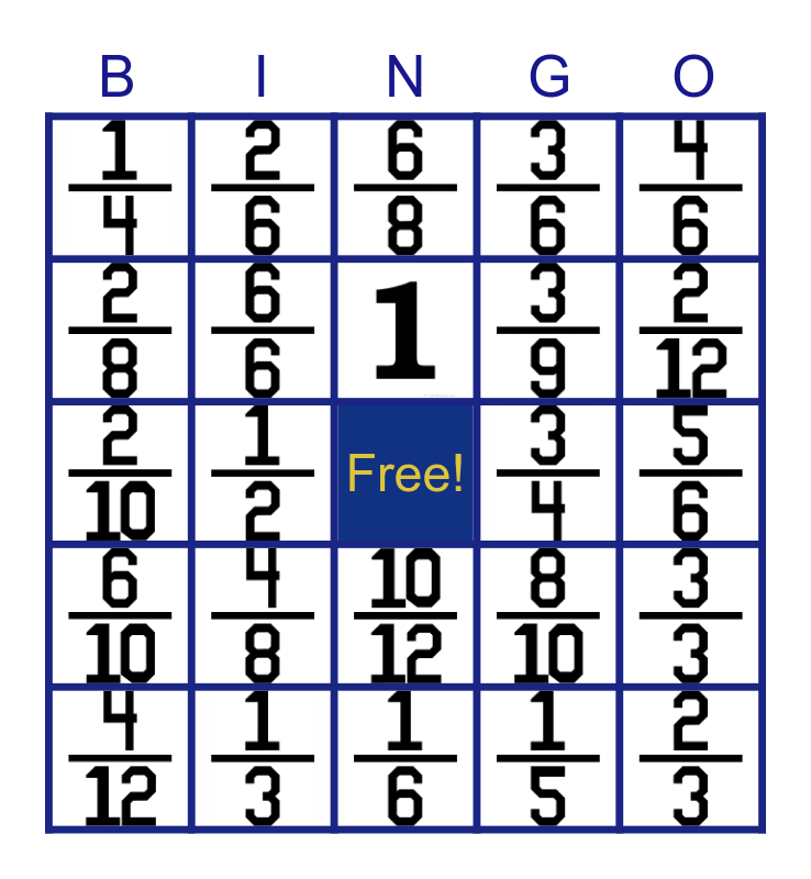 Equivalent Fraction Bingo Card