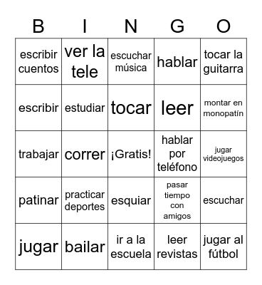 Tiempo Libre Bingo Card