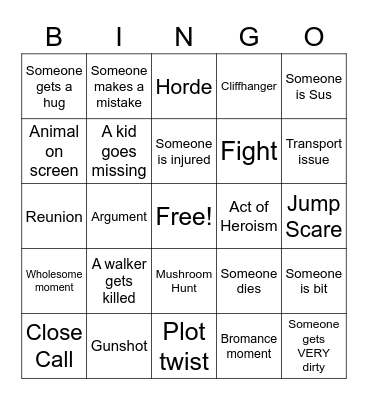 The Walking Dead Bingo Card