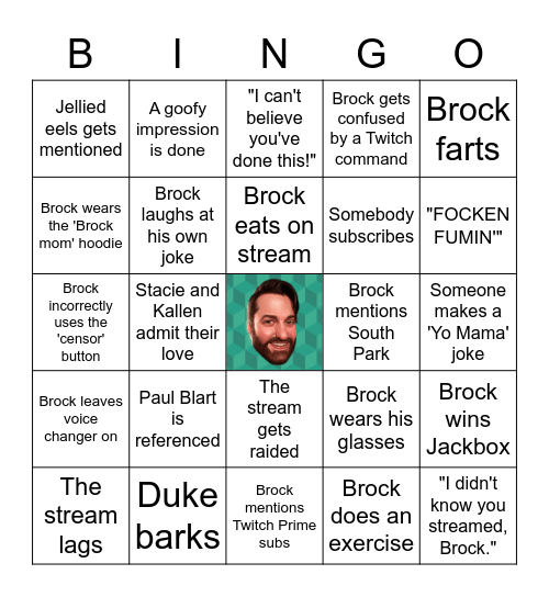 Bronk Baker Bongo Bingo Card