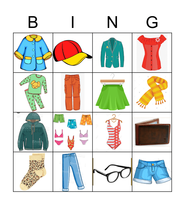 Vêtements Bingo Card