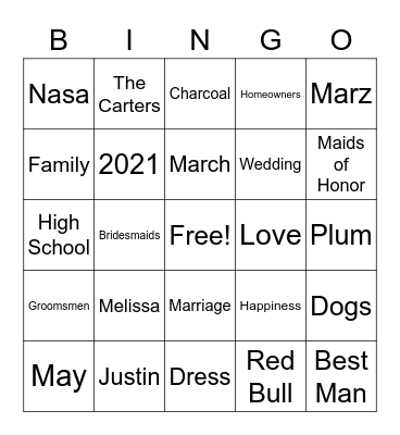 Bridal Shower Bingo! Bingo Card
