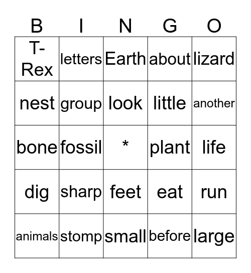 Dinosaurs Bingo Card