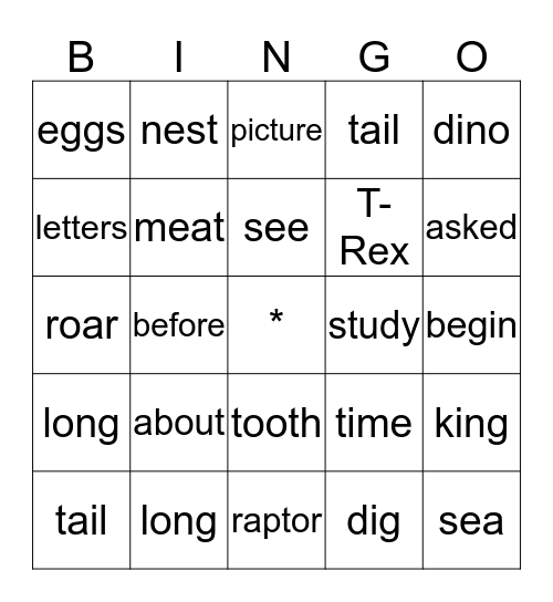 Dinosaurs Bingo Card