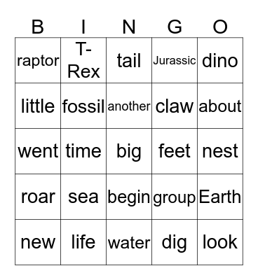 Dinosaurs Bingo Card