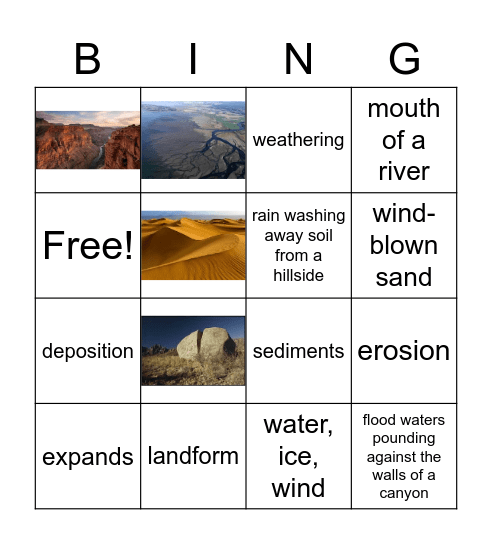 Landforms Bingo Card