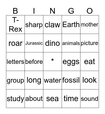 Dinosaurs  Bingo Card