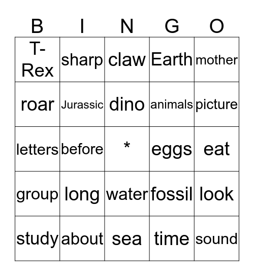 Dinosaurs  Bingo Card