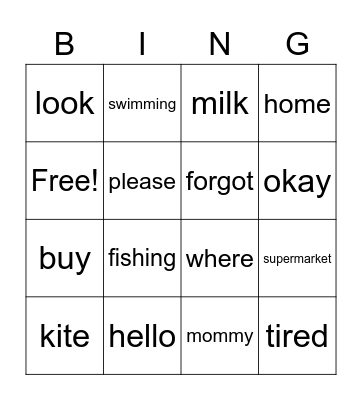 I Forgot Bingo Card