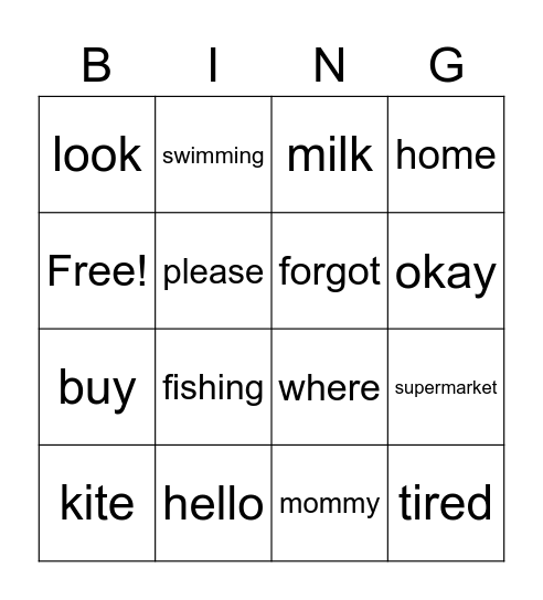I Forgot Bingo Card