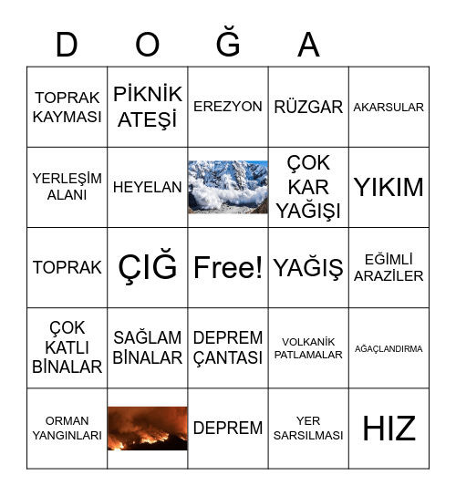 DOĞA ve HAYAT Bingo Card