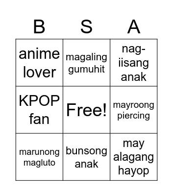 BSA 1-2 Bingo Card