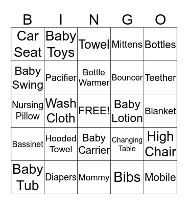 Baby Bingo Card