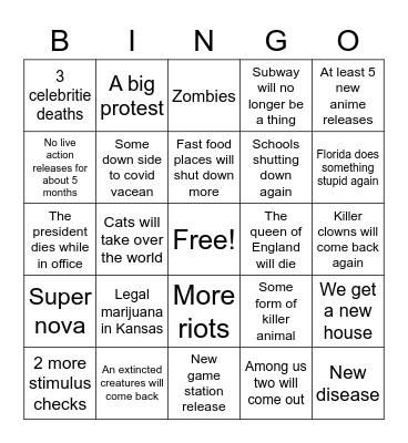 2021 Bing Bingo Card