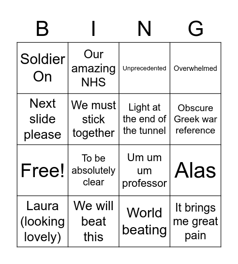 Boozy Boris bullshit bingo Card