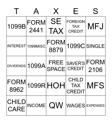 JACKSON HEWITT TAX SERVICE Bingo Card