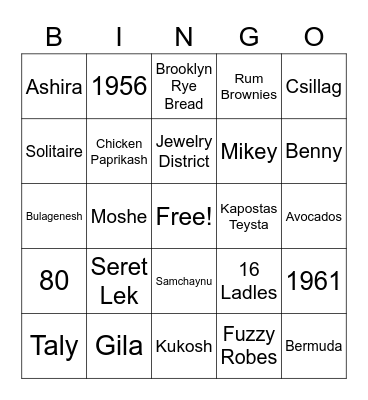 Babie Bingo Card