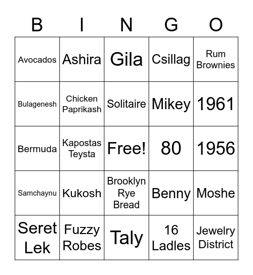 Babie Bingo Card