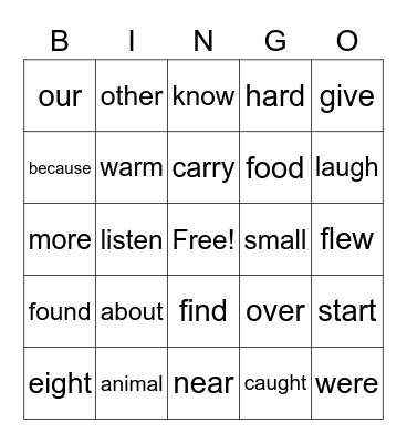 1-4a Bingo Card