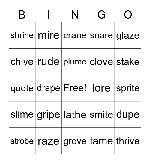 Mason's Bingo Card Bingo Card