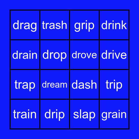R Blends Bingo Card
