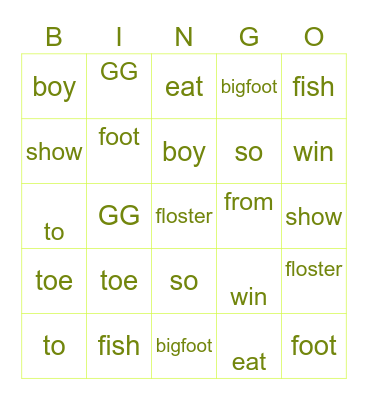 i like food Bingo Card