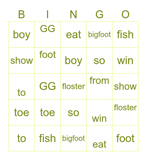 i like food Bingo Card