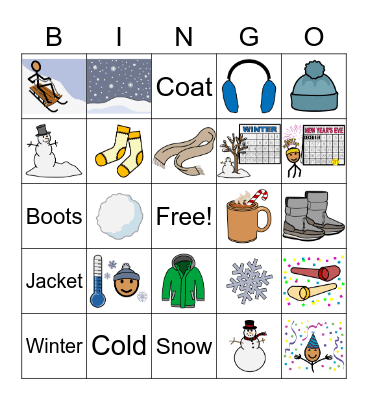 Winter Clothes and Vocabulary Bingo Card