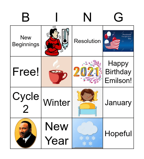 January Advisory BINGO Card