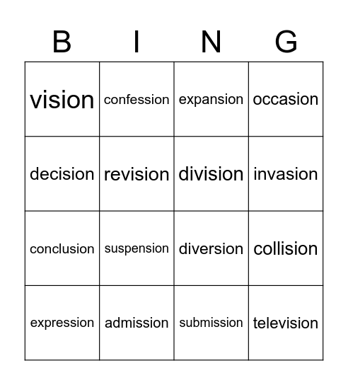 -sion BINGO Card