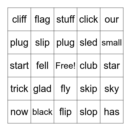 Letterland Post Test Bingo Card