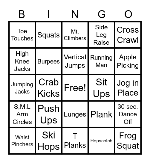 Fitness BINGO (3) Bingo Card