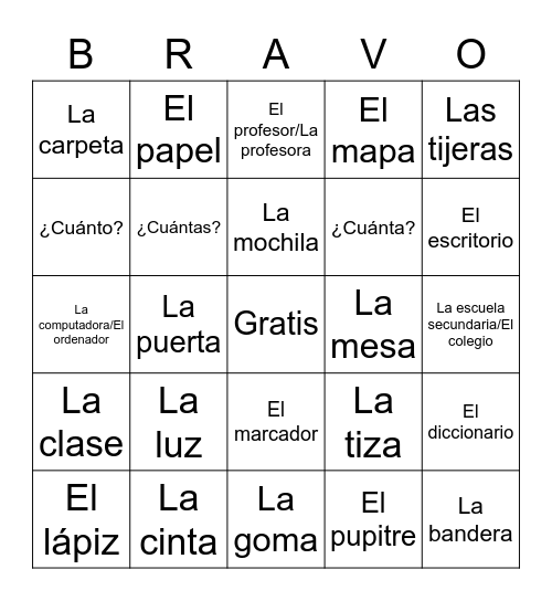 Objetos de la clase Bingo Card