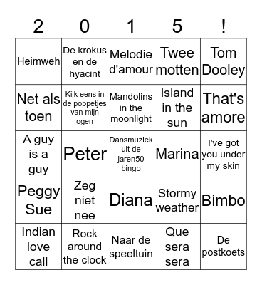 Dansmuziek uit de jaren 50 Bingo Card