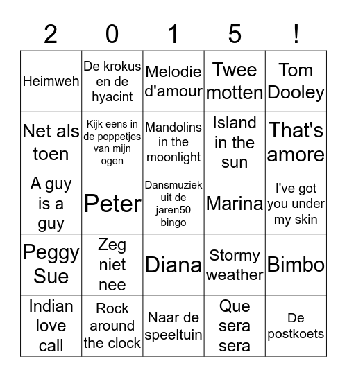 Dansmuziek uit de jaren 50 Bingo Card