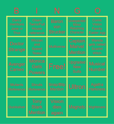 WANDAVISION Bingo Card
