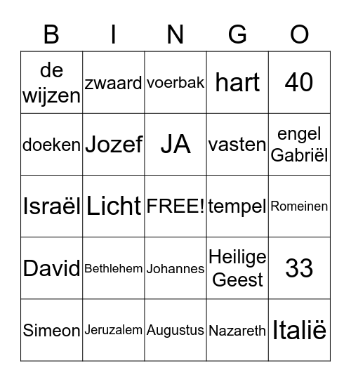 Kerst Bingo Card