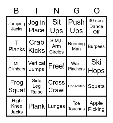 Fitness BINGO (4) Bingo Card