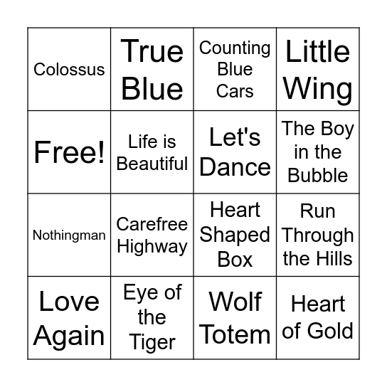 Music Bingo Card
