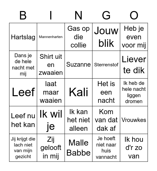 Nederlands Bingo Card