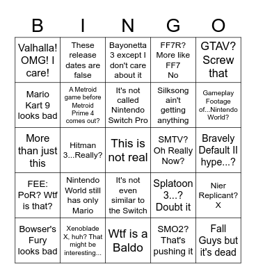 Are you serious? Bingo Card