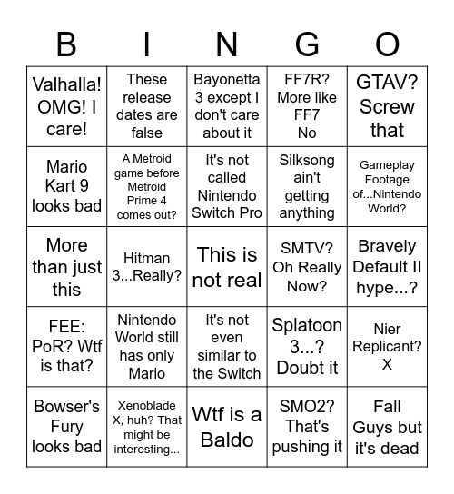 Are you serious? Bingo Card