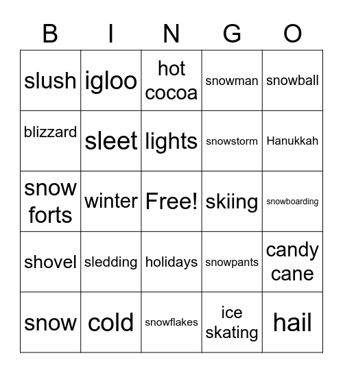 Winter Bingo Card