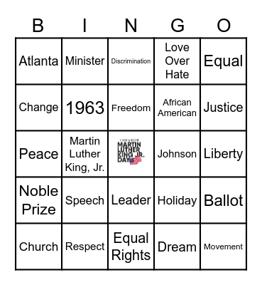 Martin Luther King, Jr. Bingo Card