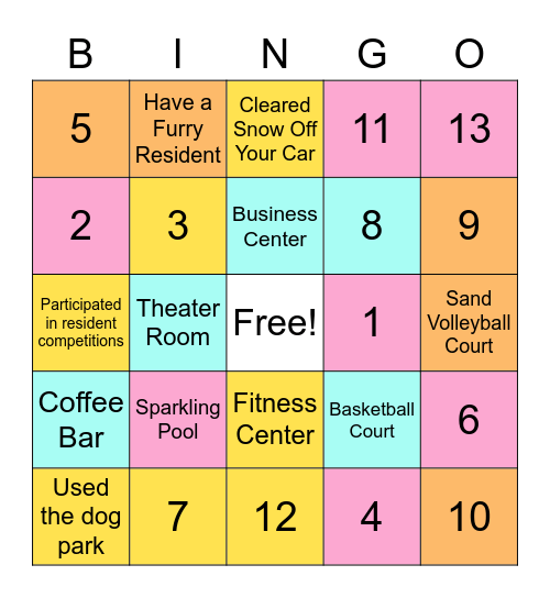 Bayside Country Club Bingo Card