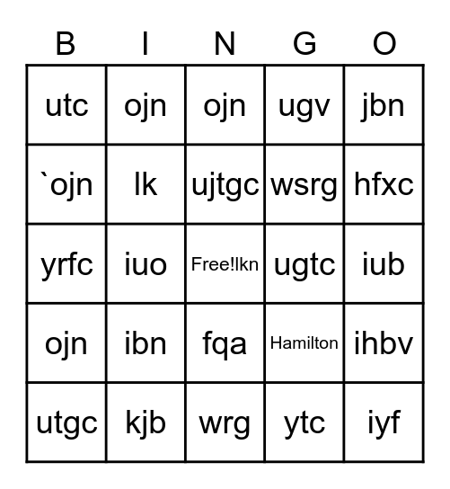 Showtunes Bingo Card