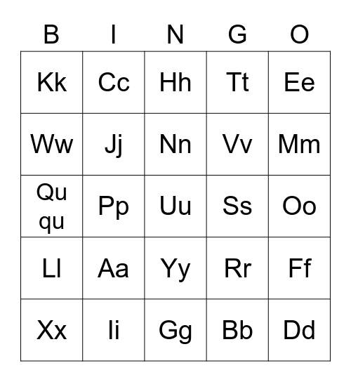 Alphabet Bingo Card