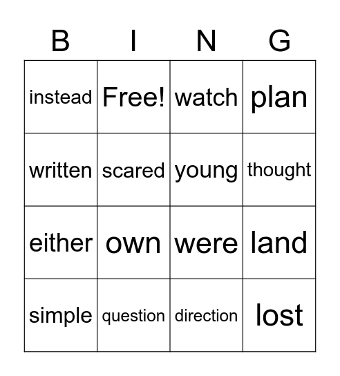 Brynn's Sight Words Bingo Card